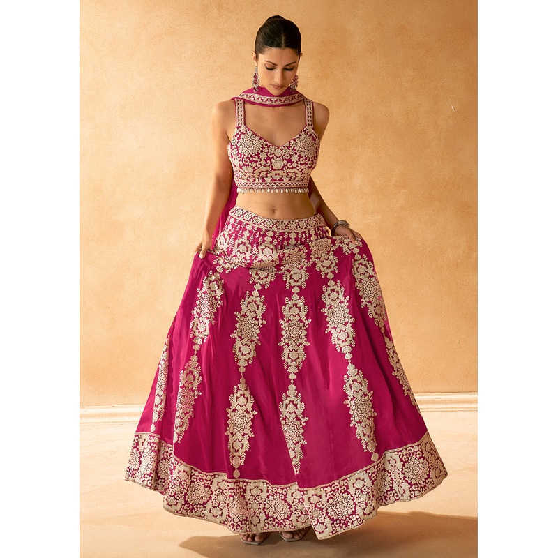 Designer Rani Pink Embroidered Bridesmaids Lehenga Choli