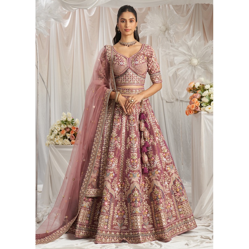 Lavender Gota Patti Embroidered Bridal Lehenga Choli