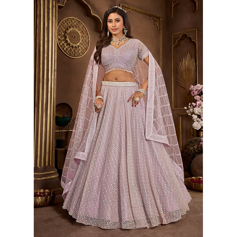 Lavender Heavy Embroidered Designer Bridal Lehenga Choli