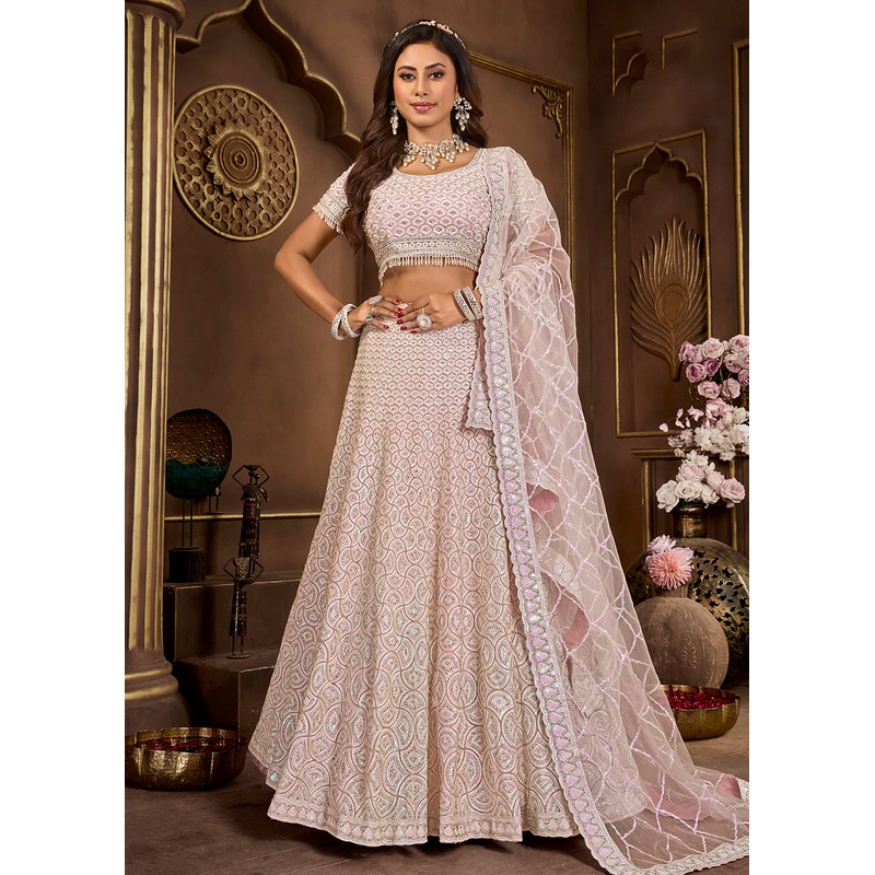 Pink Heavy Embroidered Designer Bridal Lehenga Choli