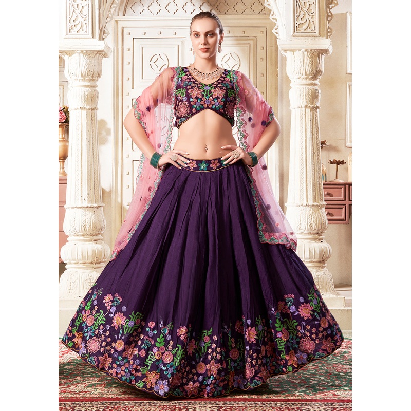 Plum Wine Wedding Style Designer Lehenga Choli