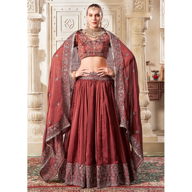 Rusty Brown Wedding Style Designer Lehenga Choli