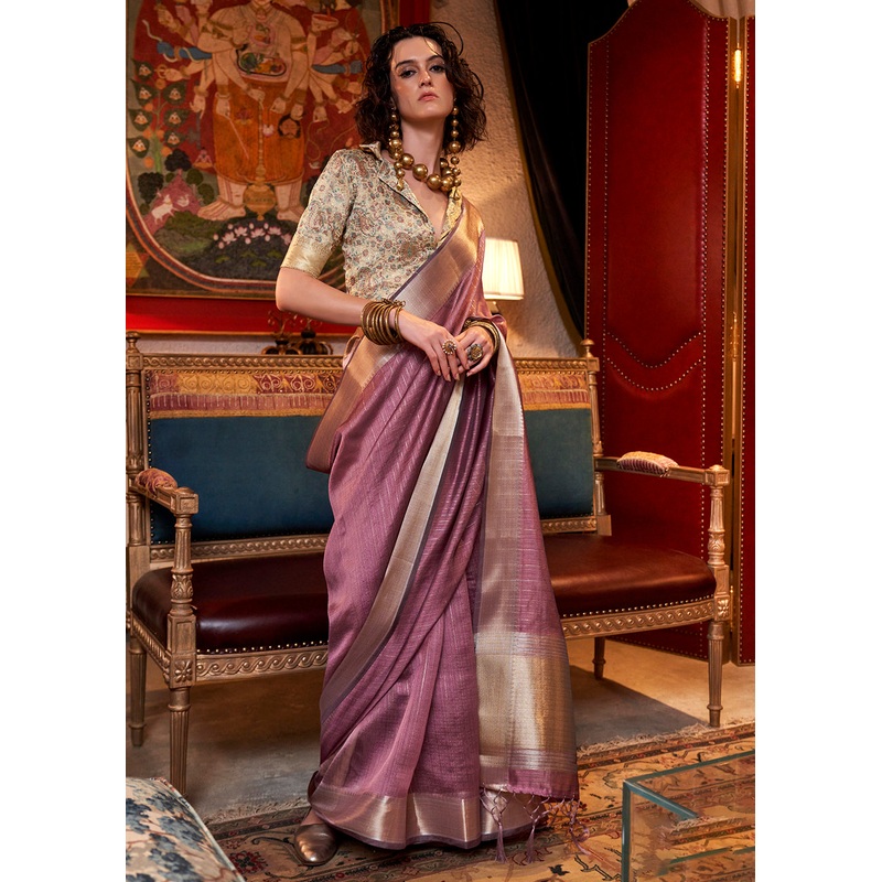 Purple Moss Chiffon Party Style Designer Saree
