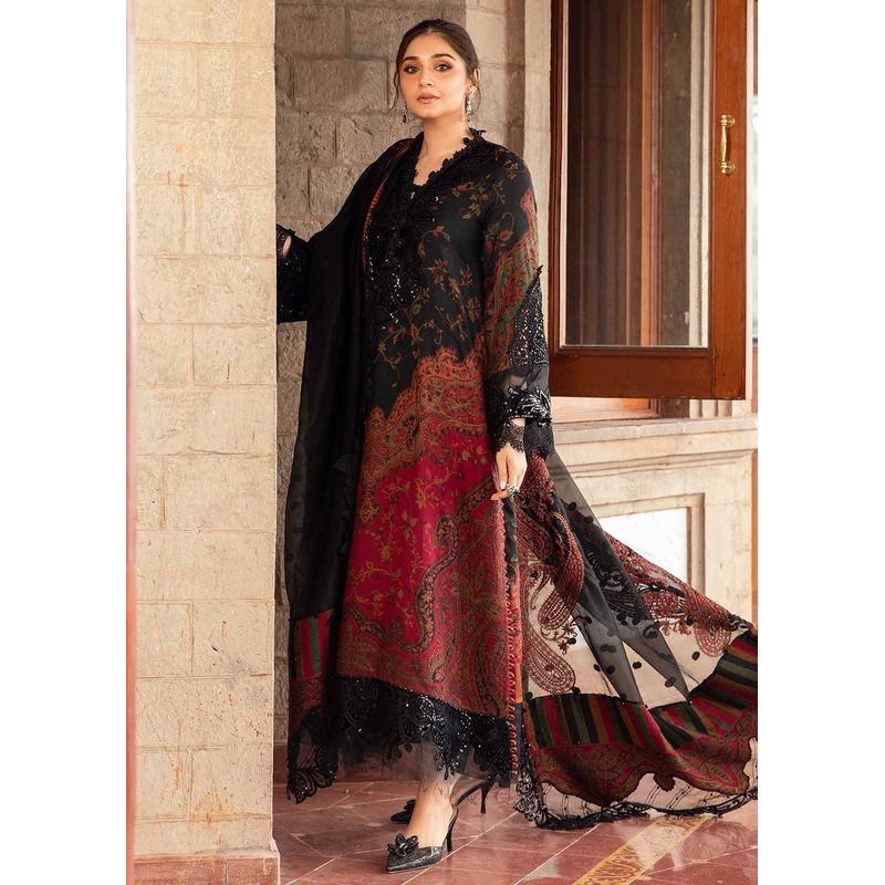 Winter Luxe 2024 by Maria B | DL-1204 Black & Maroon