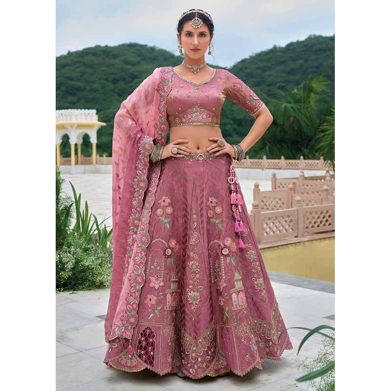 Blush Pink Heavy Embroidered Bridal Style Lehenga Choli