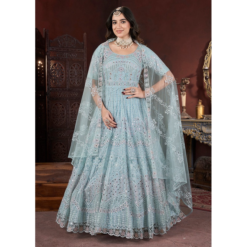 Glorious Blue Threads & Zarkan Work Bridesmaids Gown