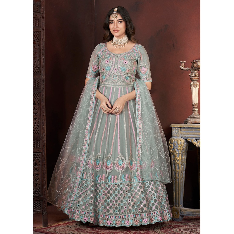 Glorious Pista Threads & Zarkan Work Bridesmaids Gown