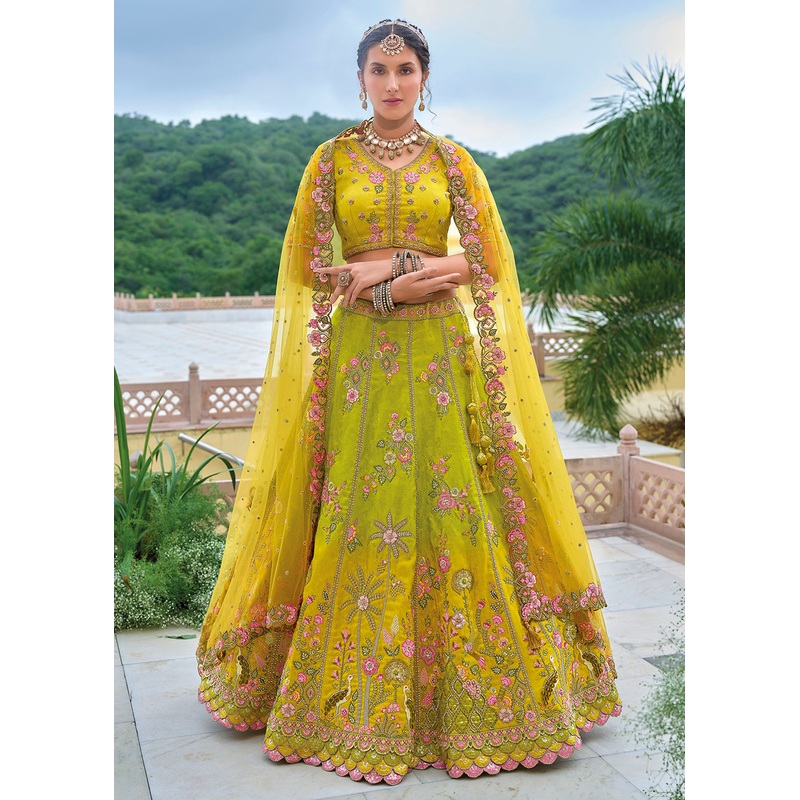 Yellow Heavy Embroidered Bridal Style Lehenga Choli