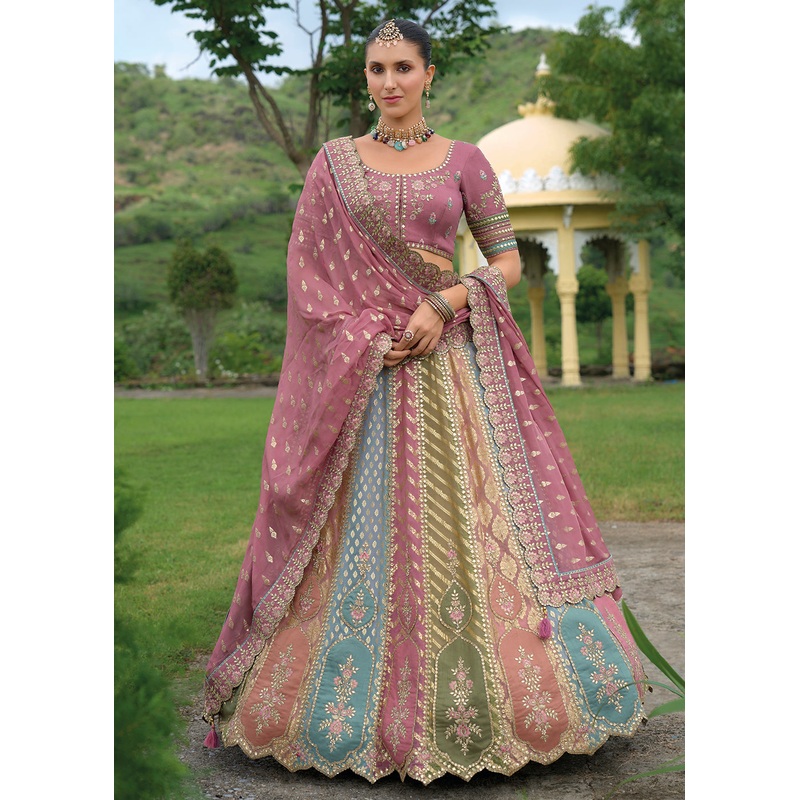 Bridal Multi Purple Heavy Embroidered Designer Lehenga Choli