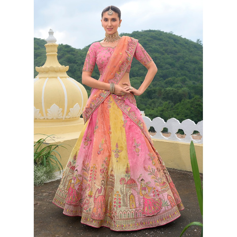 Bridal Multicolor Heavy Embroidered Designer Lehenga Choli