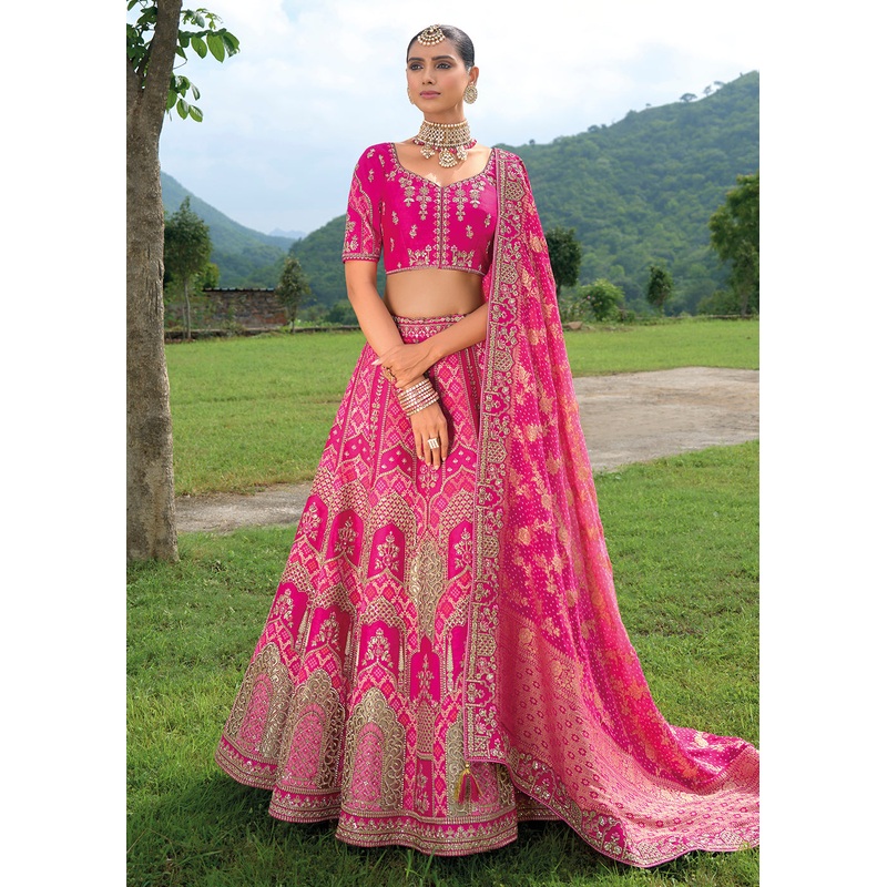 Bridal Rani Pink Heavy Embroidered Designer Lehenga Choli