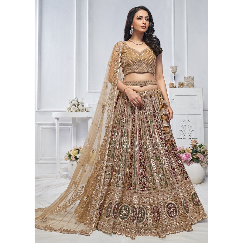 Majestic Mustard Heavy Embroidered Reception Lehenga Choli