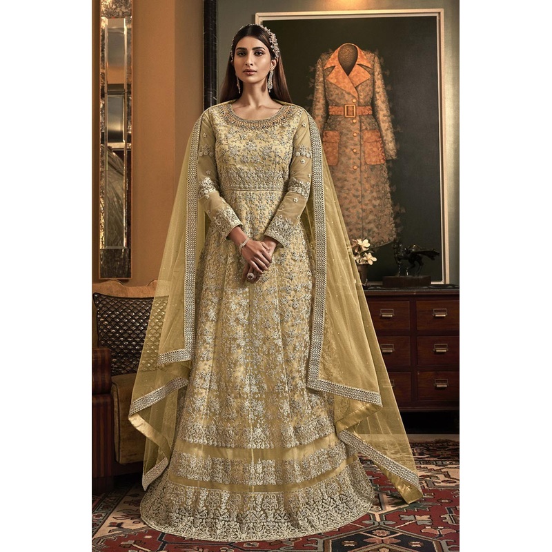 Yellow Embroidered Floor Length Anarkali Suit