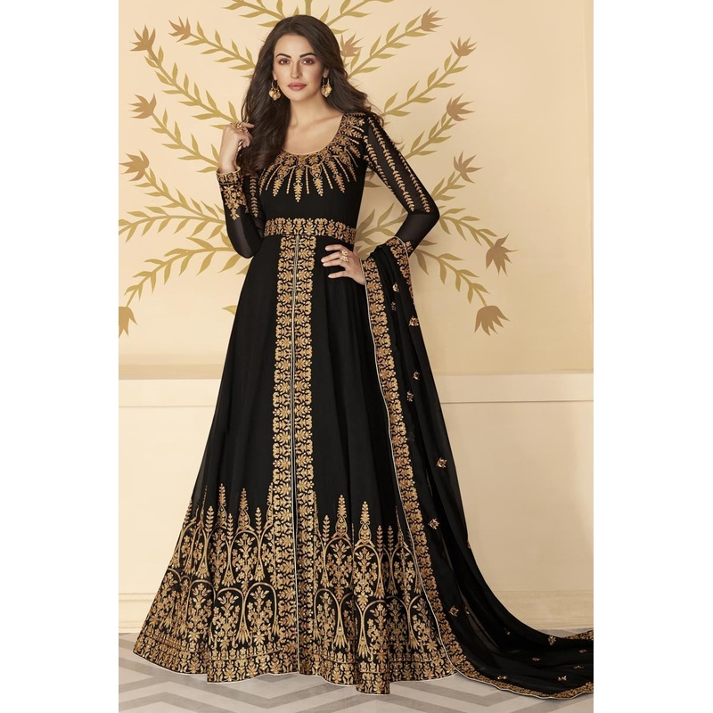 Classy Black Front Slit Party Wear Anarkali Suit