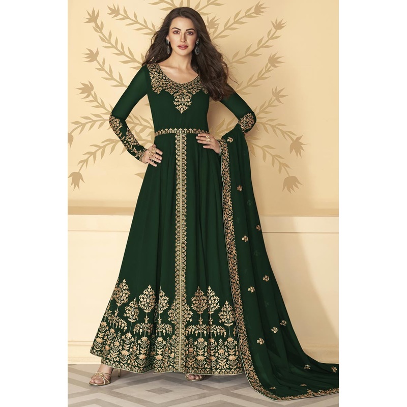 Divine Green Front Slit Party Wear Anarkali Suit