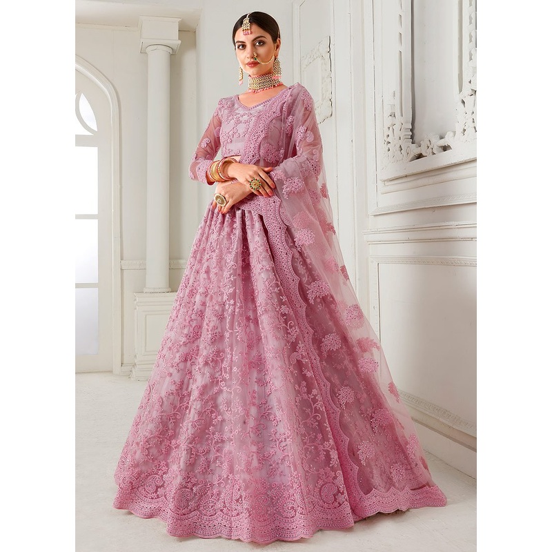 Flawless Pink A Line Trendy Wedding Lehenga Choli