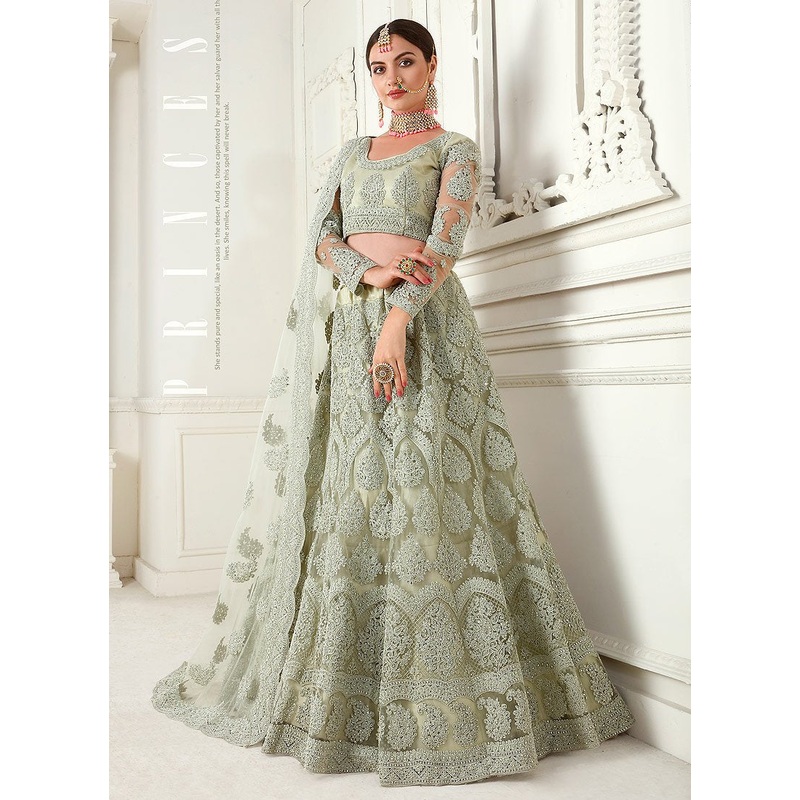 Mint Green A Line Trendy Wedding Lehenga Choli