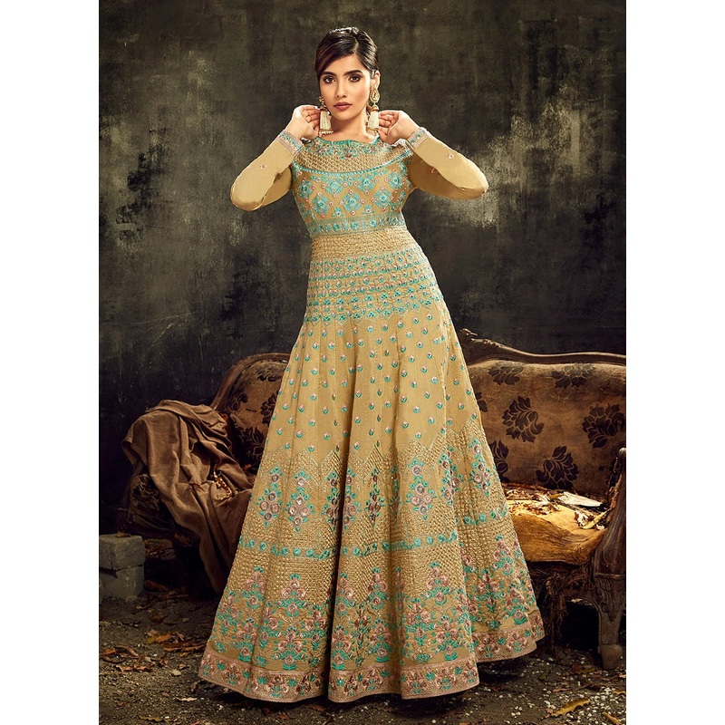 Ravishing Mustard Designer Floor Length Anarkali
