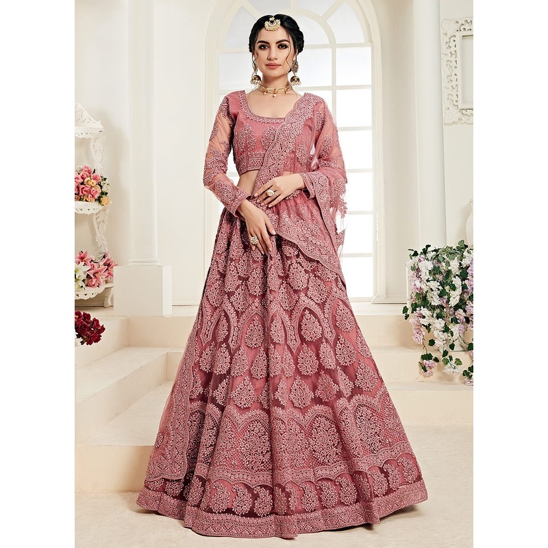 Rouge Pink A Line Trendy Wedding Lehenga Choli