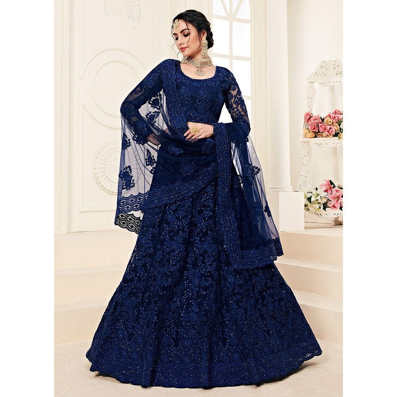 Voguish Blue A Line Trendy Wedding Lehenga Choli