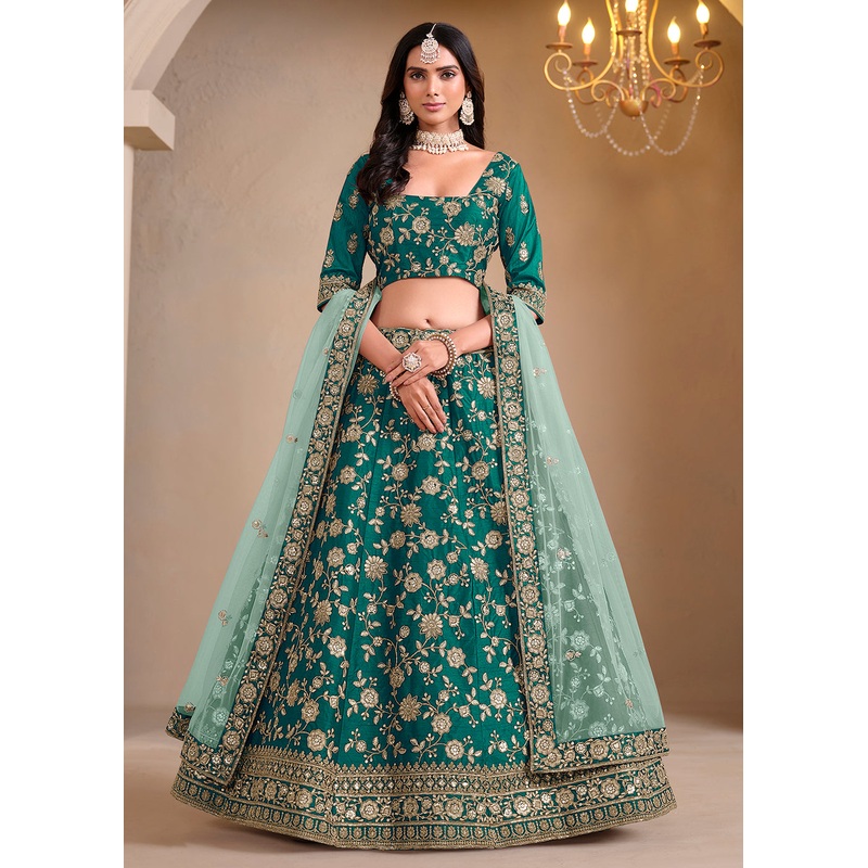 Green Bridesmaids Style Art Silk Wedding Lehenga Choli