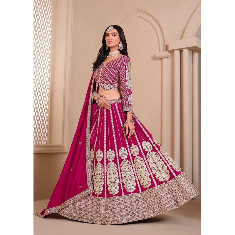 Shimmer Art Silk Pink Party Wear Lehenga Choli