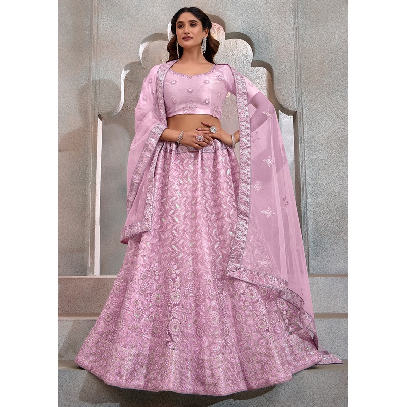 Stunning Lavender Embroidered Festive Lehenga Choli
