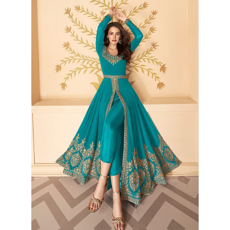 Blue Front Slit Party Wear Anarkali Suit