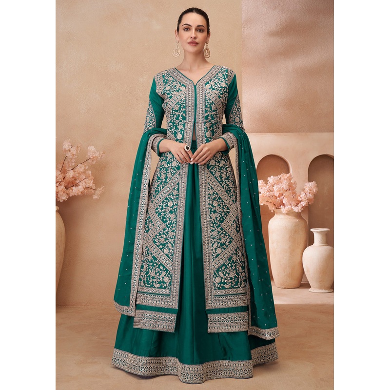 Green Heavy Embroidered Pakistani Style Lehenga Choli