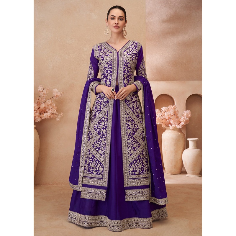 Purple Heavy Embroidered Pakistani Style Lehenga Choli