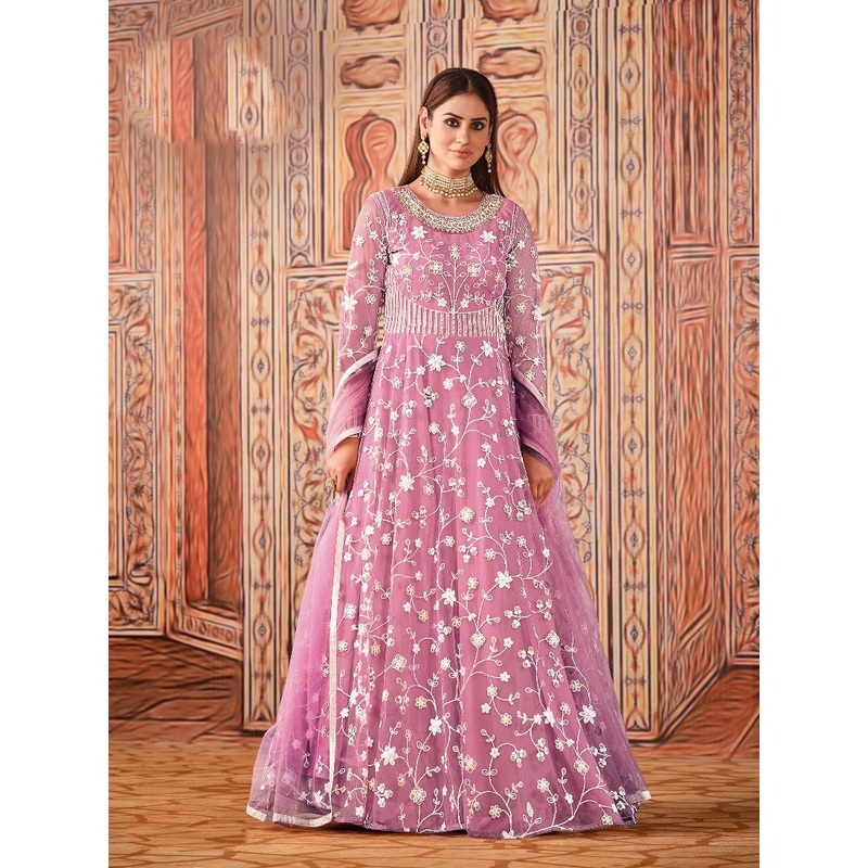 Abaya Style Pink Thread Floor Length Anarkali Suit