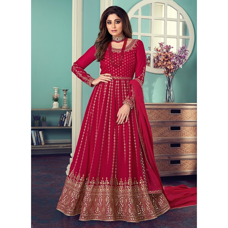 Anarkali Gown in Magenta Featuring Shamita Shetty