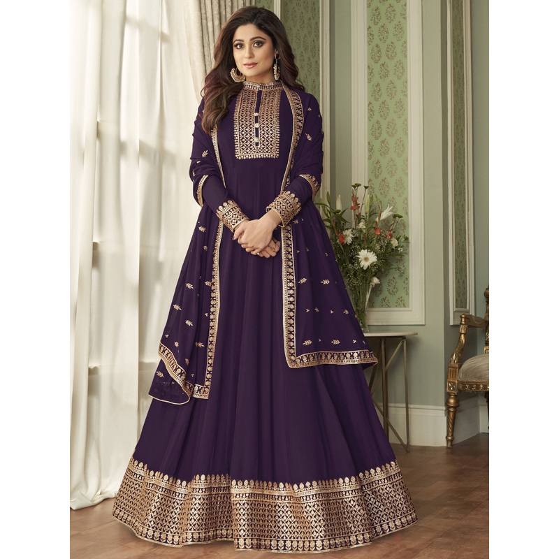 Bollywood Style Purple Shamita Shetty Anarkali Suit