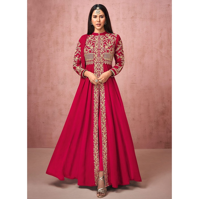 Pant Style Hot Pink Slit Style Anarkali Featuring Sonam Bajwa
