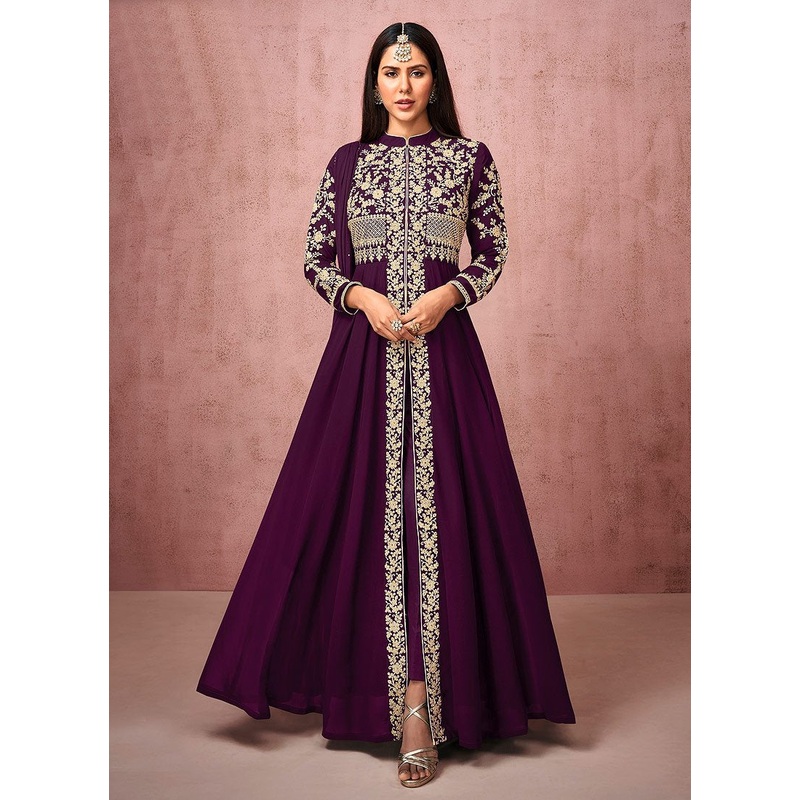 Pant Style Purple Slit Style Anarkali Featuring Sonam Bajwa