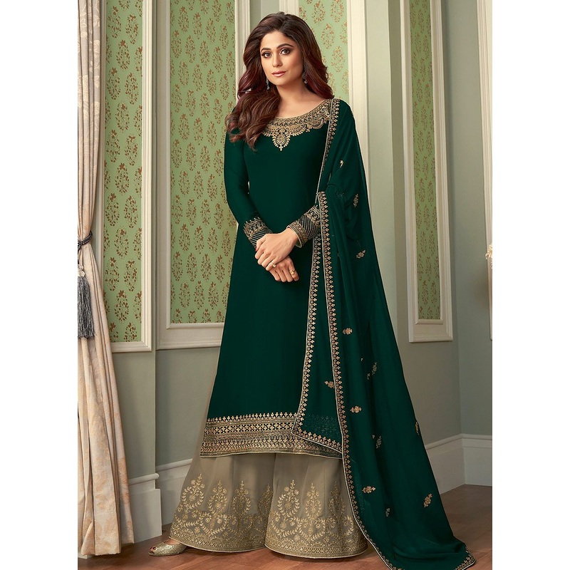 Significant Green Shamita Shetty Georgette Palazzo Suit