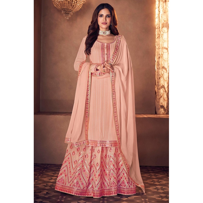 Significant Peach Lehenga Style Designer Suit