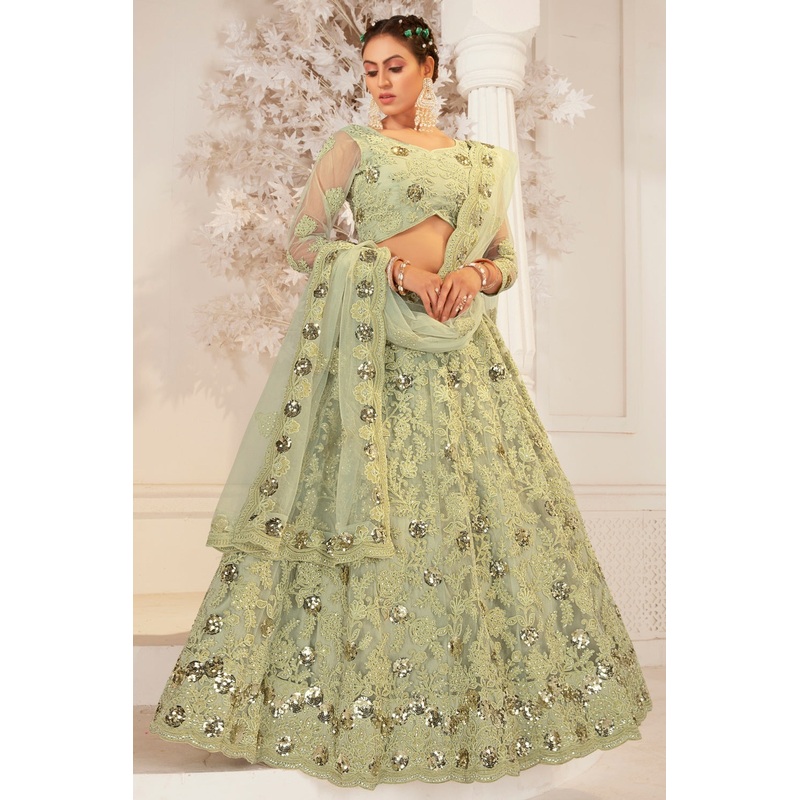 Bridesmaid Dusty Green Wedding Wear Lehenga Choli