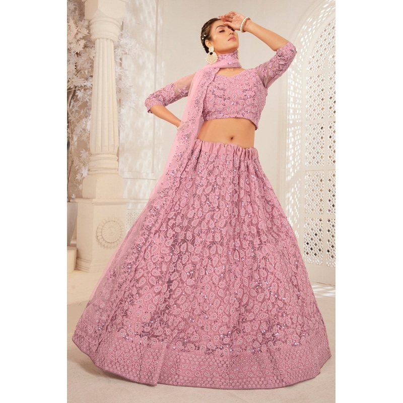 Bridesmaid Lavender Pink Wedding Wear Lehenga Choli