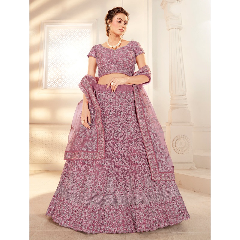 Bridal Mauve Pink Stunning Embroidered Lehenga Choli