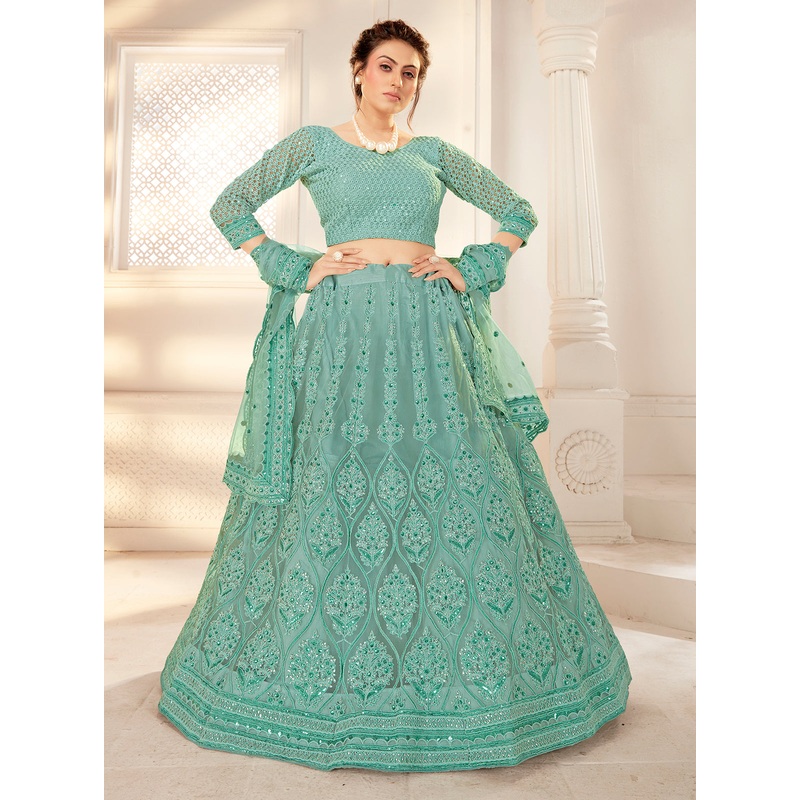 Bridal Sea Green Stunning Embroidered Lehenga Choli