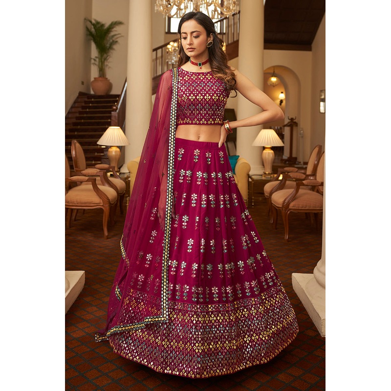 Deep Pink Gotta Patti Embroidered Lehenga Choli