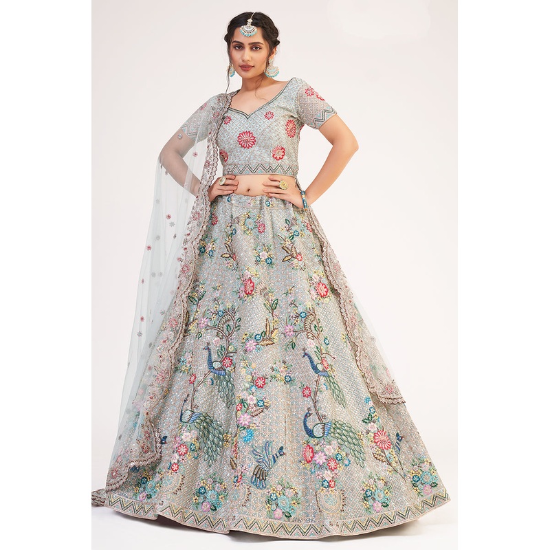 Firozi Green Designer Bridal Heavy Embroidered Lehenga Choli