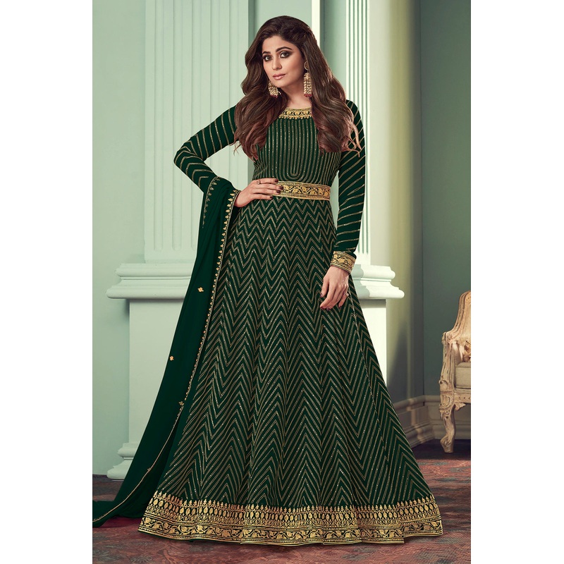 Green Belt Style Anarkali Featuring Shamita Shetty