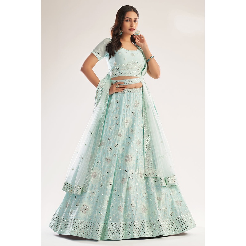 Sea Green Designer Bridal Heavy Embroidered Lehenga Choli
