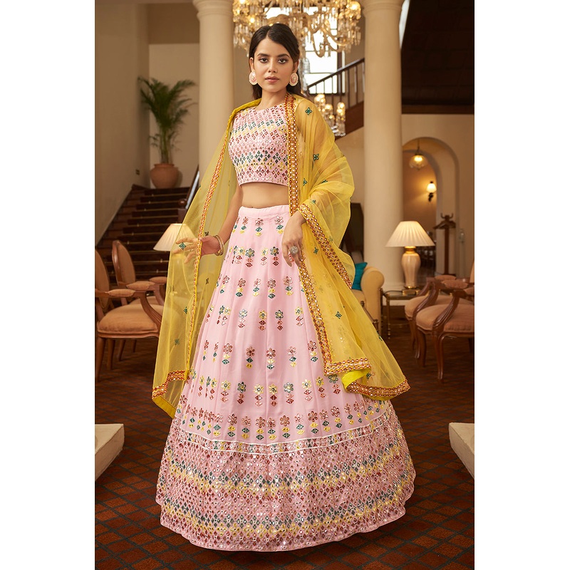 Soft Pink Gotta Patti Embroidered Lehenga Choli