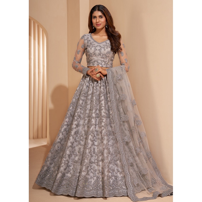 Adorable Grey Designer Bridesmaids Wedding Lehenga Choli