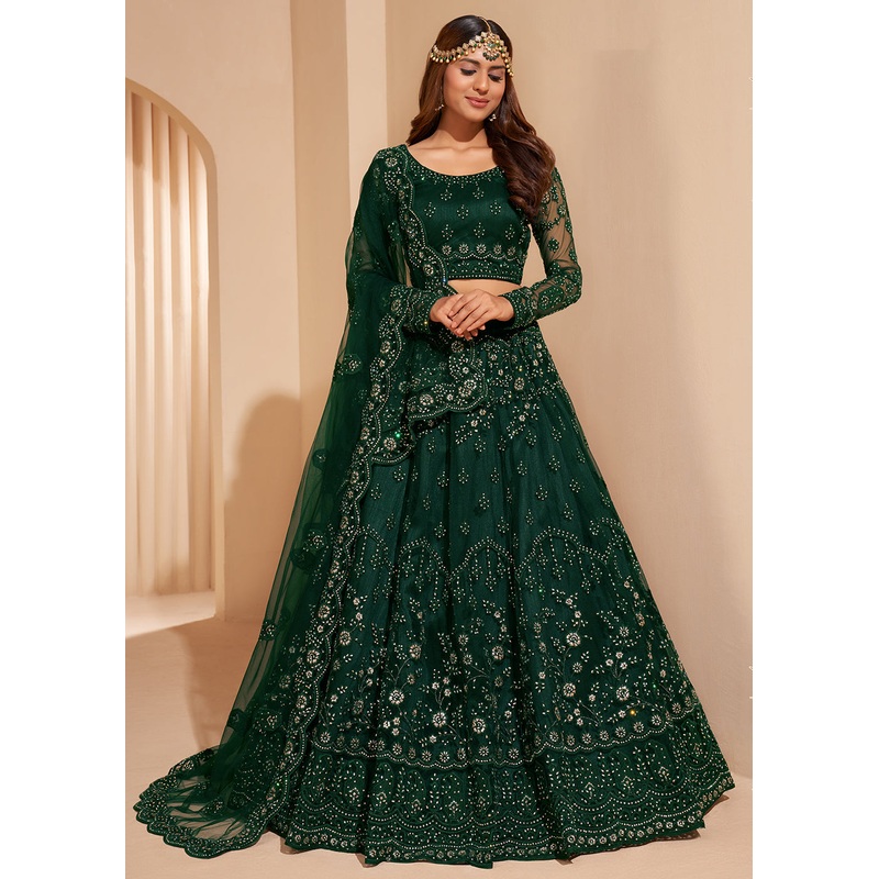 Bottle Green Designer Bridesmaids Wedding Lehenga Choli