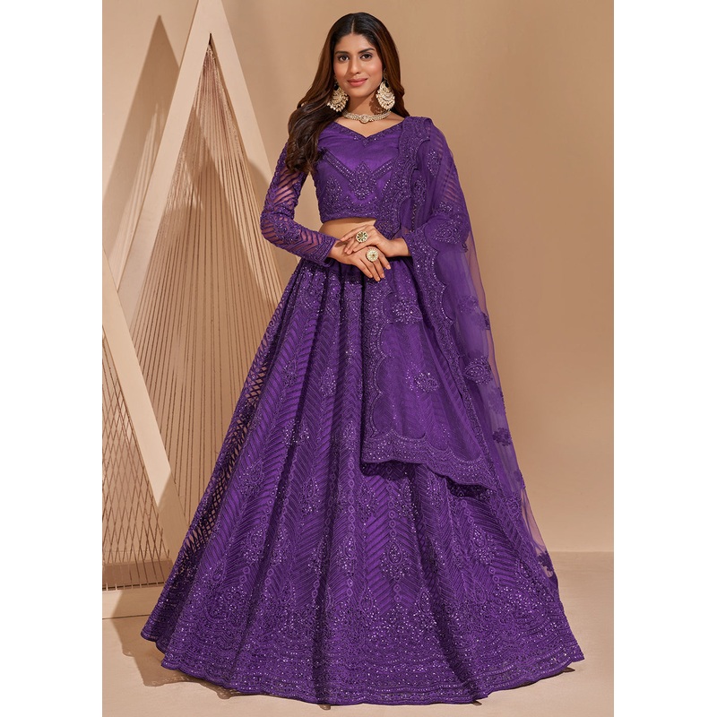Chic Purple Designer Bridesmaids Wedding Lehenga Choli