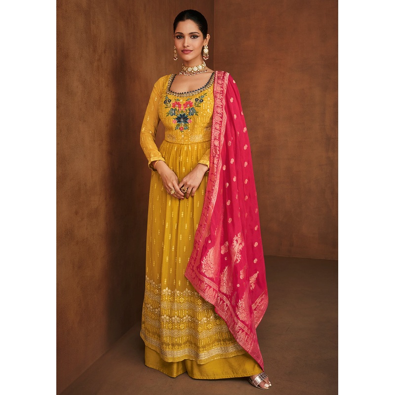 Fabulous Yellow Eid/Festive Palazzo Style Salwar Suit